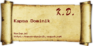 Kapsa Dominik névjegykártya